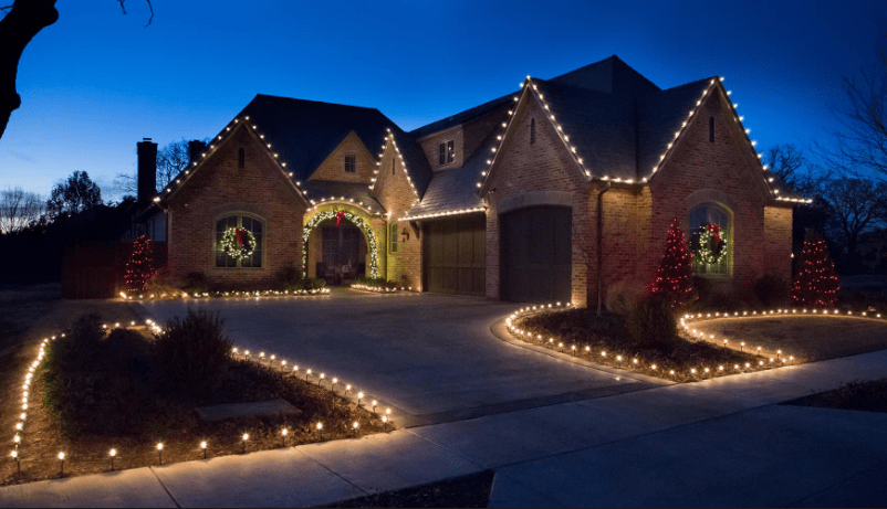 Professional Christmas light installation on a Lufkin, Texas home